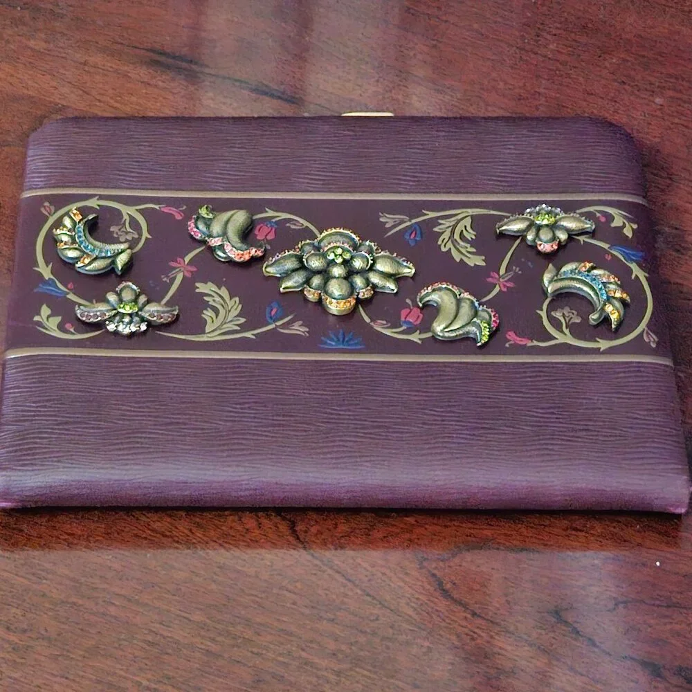 JAY STRONGWATER FLORAL SCROLL LEATHER CRYSTAL ENAMEL PHOTO PICTURE ALBUM BOOK